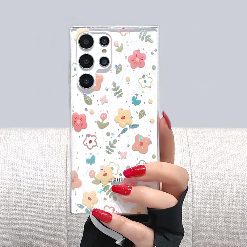 

Hyun-a Kim floral is suitable for Samsung s22 mobile phone case s21ultra transparent case S20 S21fe Note20 S22 Ultra Phone Cases
