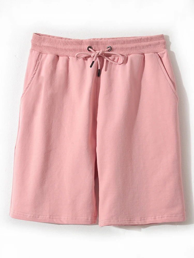 Summer Breathable Cotton Sweatshorts Men Sportswear Fashion Solid Drawstring Waist Loose Gym Casual Shorts