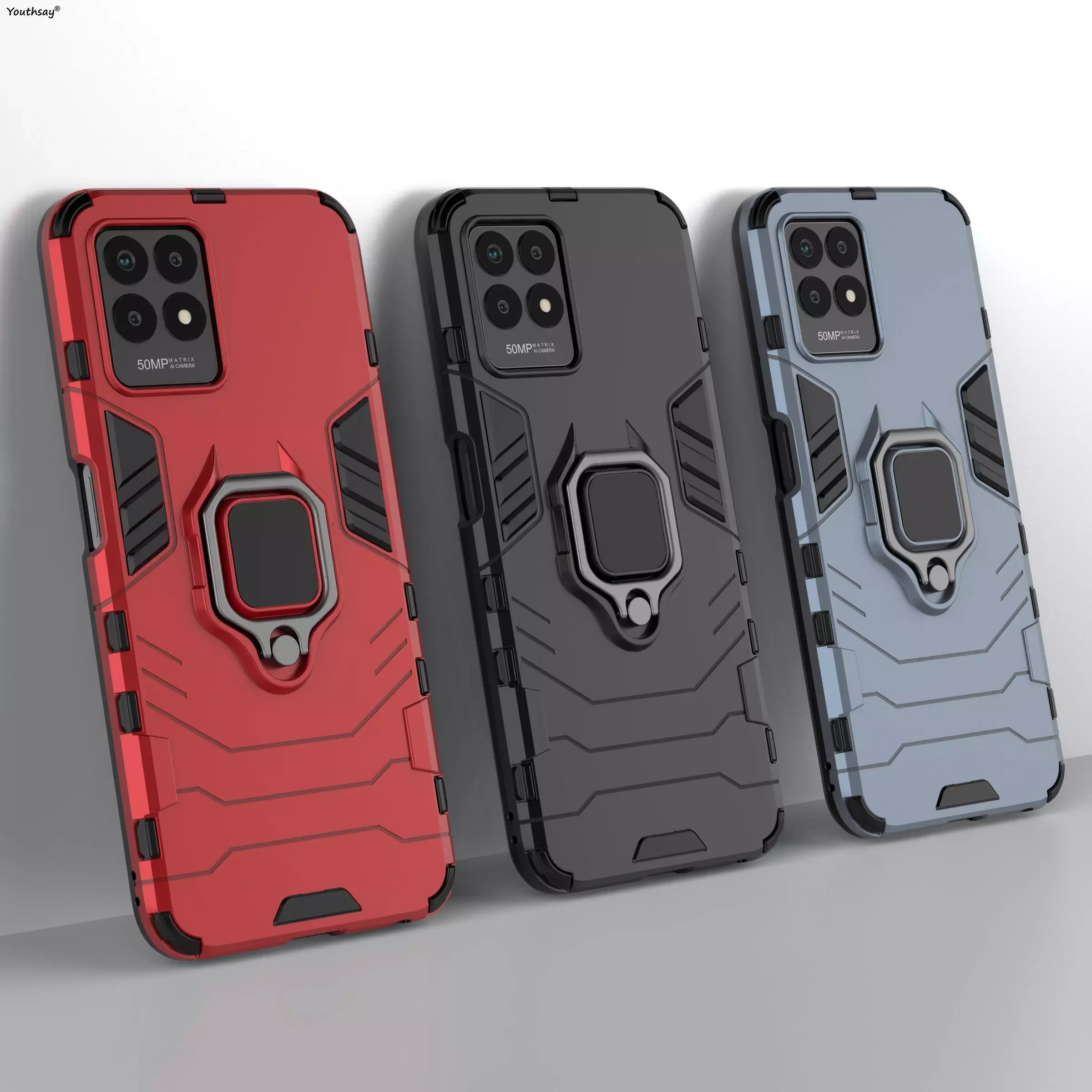 

For Realme 8i Case for Realme 9i 8i 8 Pro C21 C21Y Narzo30A 30 Cover Funda Shell Finger Ring PC Stand Phone Bumper For Realme 8i