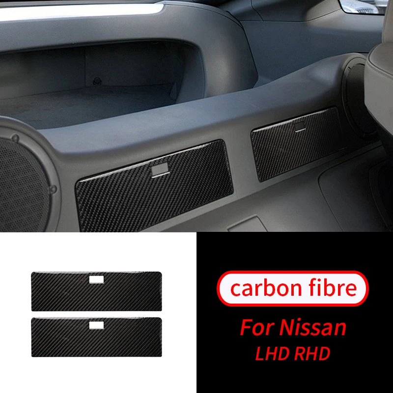 

For Nissan 350Z 2006-2009 2Pcs Real Carbon Fiber Rear Storage Box Cover Sticker Trim Car Interior Accessories