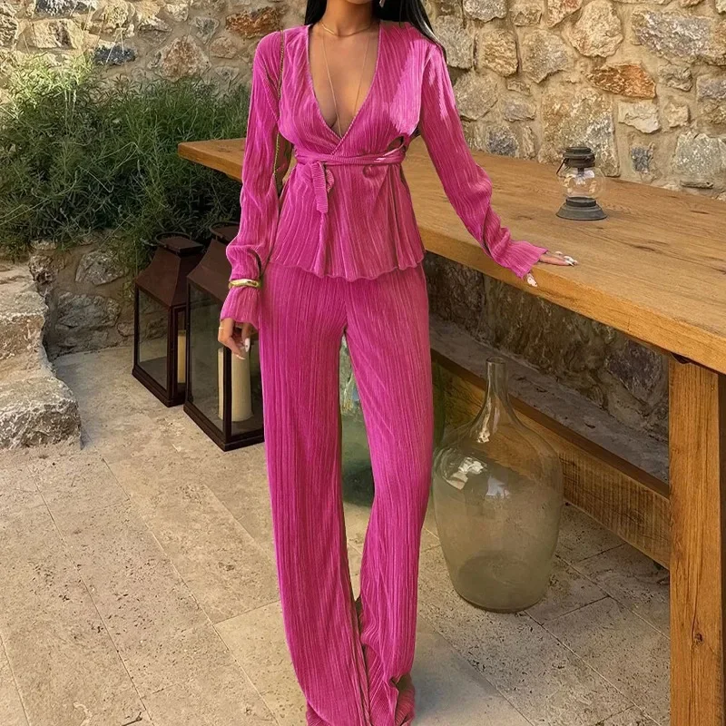 Женский комплект для фитнеса KEXU модный плиссированный топ с длинным рукавом и