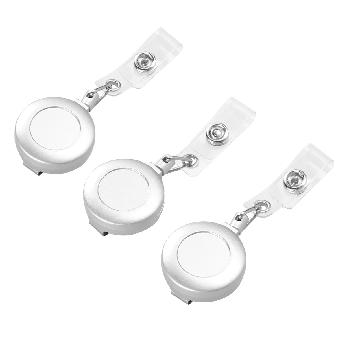 

3PCS Retractable Badge Holder Heavy Duty Silver ID Badge Holder Reel Clip for Men Women Nurse Officer Keychain