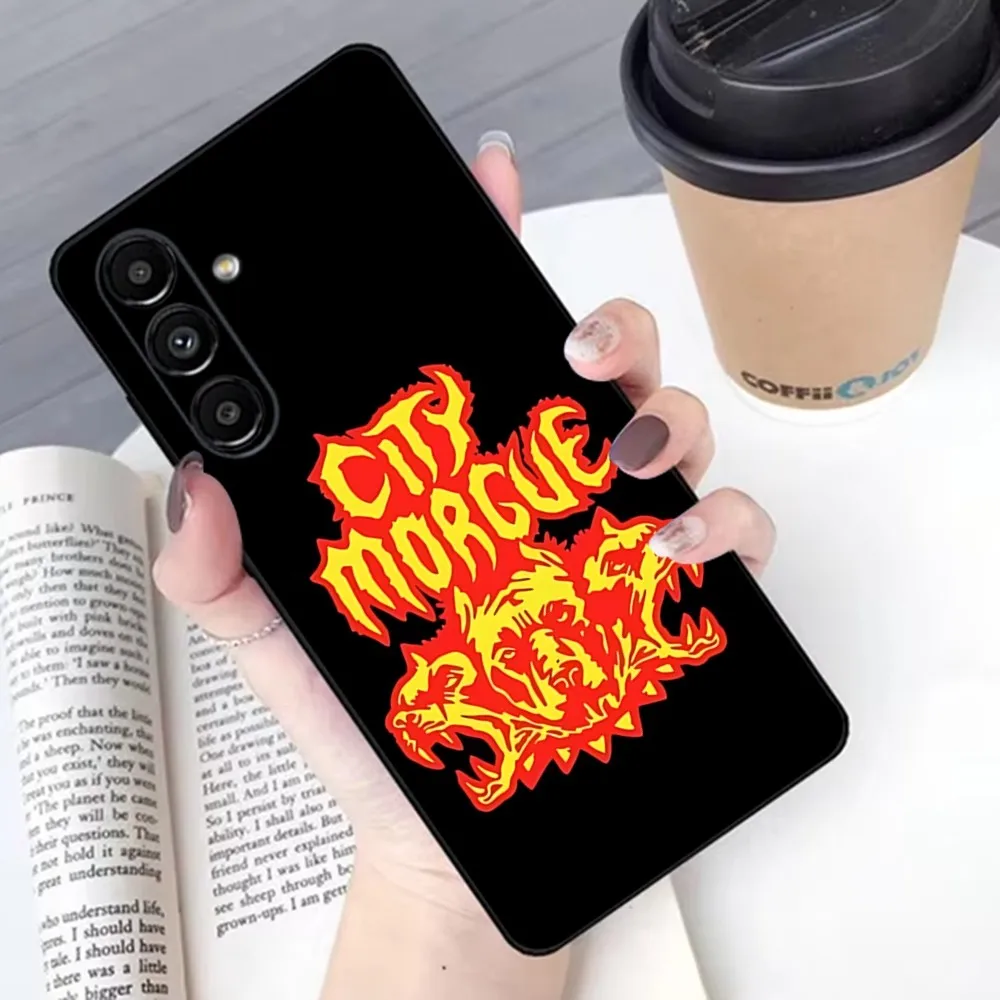 City M-Morgue music group Phone Case For Samsung S 25 24 21 22 23 30 20 Ultra Plus Fe Lite Note 10 9 5G Black Soft Shell