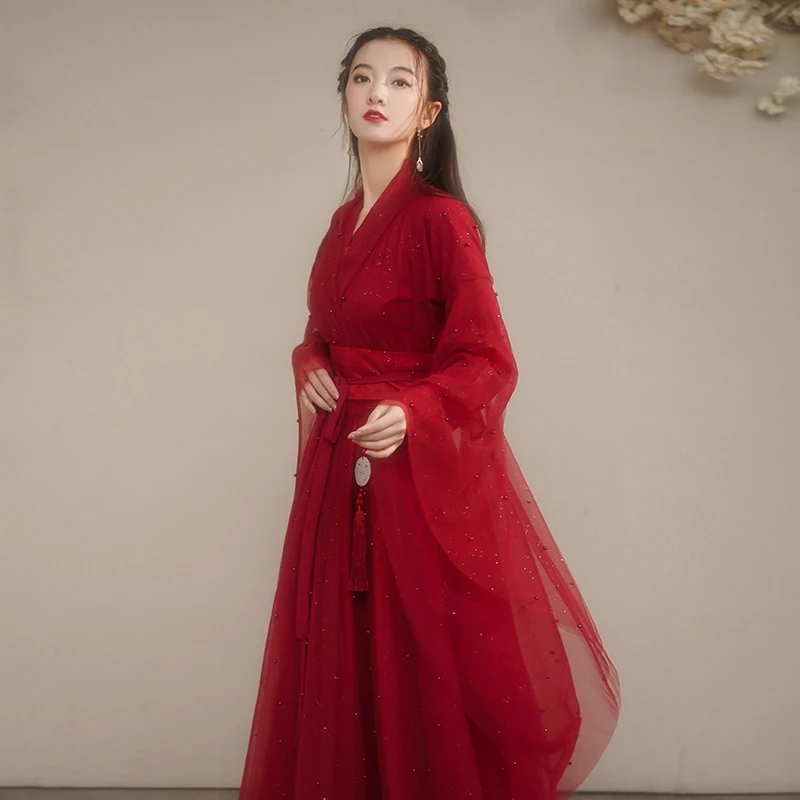 

XinHuaEase Hanfu женские платья Красный китайский традиционный танцевальный костюм сказочный костюм для косплея женская одежда принцессы карнава...