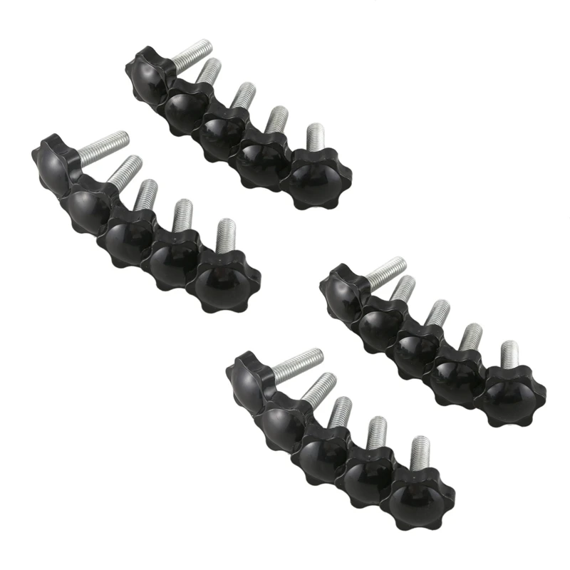 

20 Pcs M8x30mmx32mm Male Thread Hex Shaped Head Clamping Screw Knob