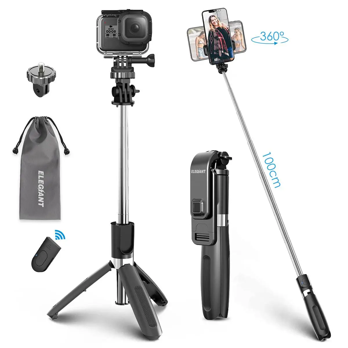 

EGS-01 4 IN 1 Selfie Stick Tripod Smartphone Stand Holder 360 ° Rotation Live Stream Makeup for Sport Camera Telescopic