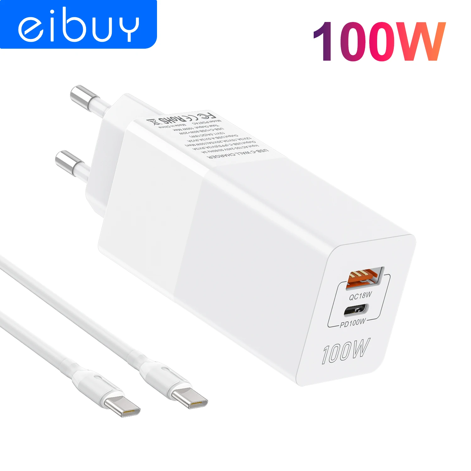 Сетевое зарядное устройство GaN 100 Вт, PD100W USB Тип C, сетевое зарядное устройство PD 65 Вт 45 Вт PPS QC4.0, адаптер питания для ноутбука MacBook iPad iPhone14 Samsung