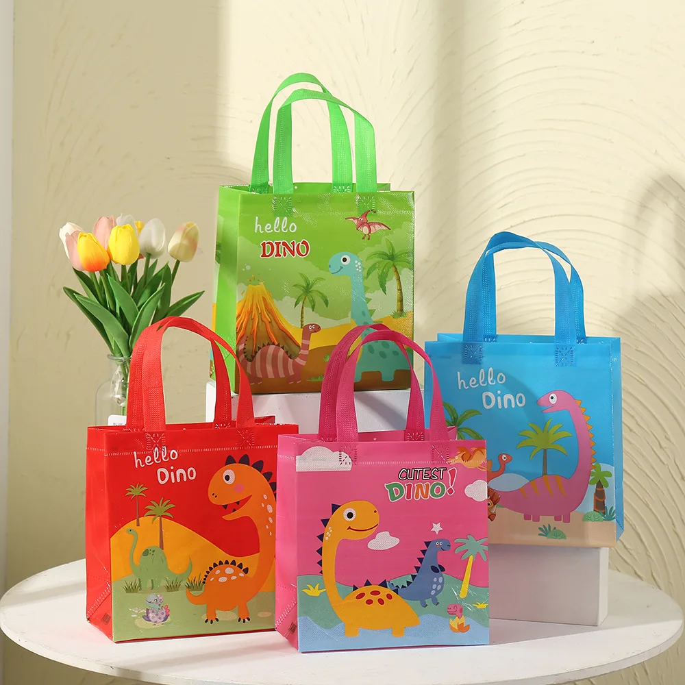

4pcs Dinosaur Theme Non-woven Fabric Candy Gift Bags Cookie Box Dino Party Packaging Box Children First Birthday Party Supplies