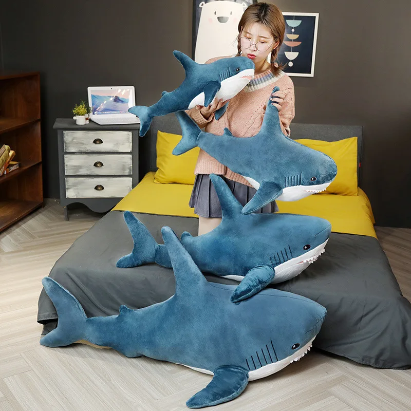 

Plush Doll Excellent Flannel Ergonomics Design Vivid Shark Plush Animal Toy Pillow for Bedroom Shark Doll Plush Toy