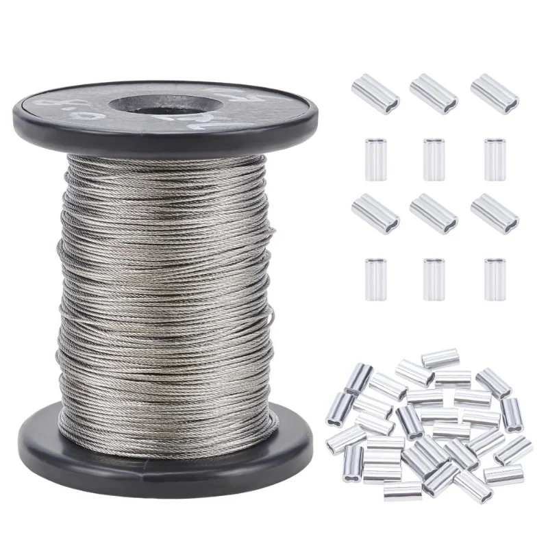 

50m/roll 0.8mm Bendable Stainless Steel Tiger Tail Wire with Tube Beads for Jewelry Making DIY Clothesline Lights Strings Crafts