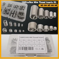 150pcsbox m3 m4 m5 m6 m8 helicoil thread repair insert kit stainless steel rivet nut kit wire screw sleeves repair insert set