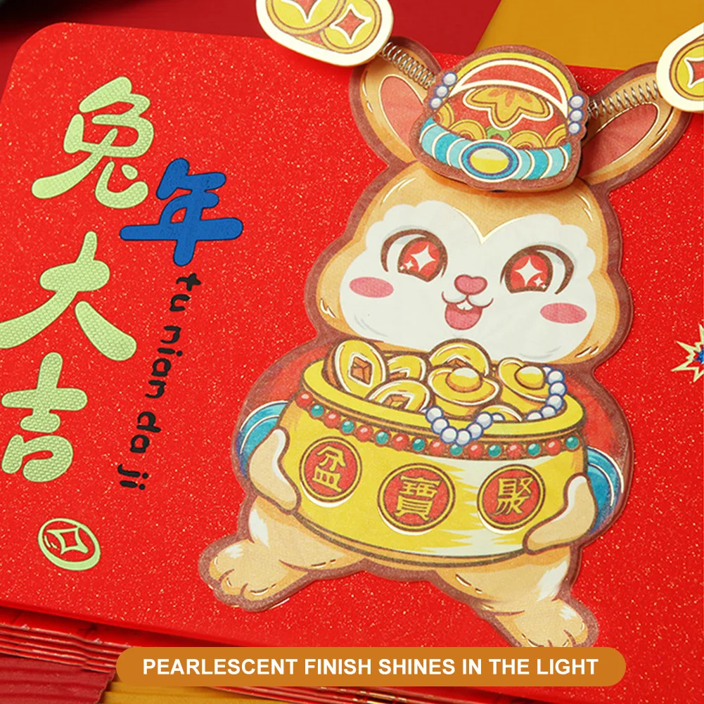 

2023 новый год красный конверт кролик красные карманы Китайский праздник весны кролик HongBao счастливые деньги Рождественский подарок для детей