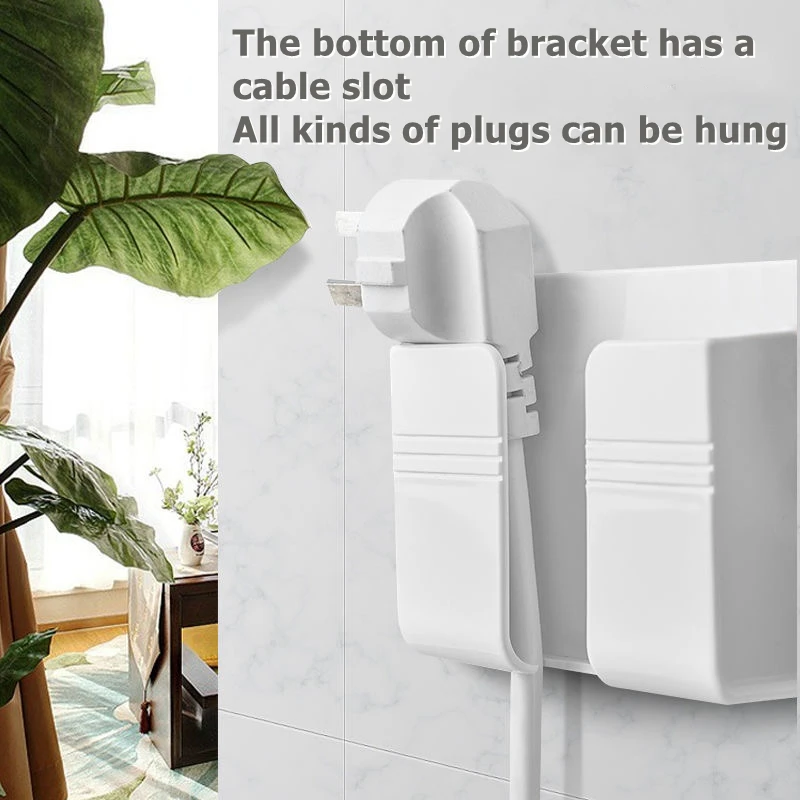 Wall Mounted Organizer Air Conditioner TV Remote Control Storage Box Mobile Phone Plug Holder Multifunction USB Charging Stand