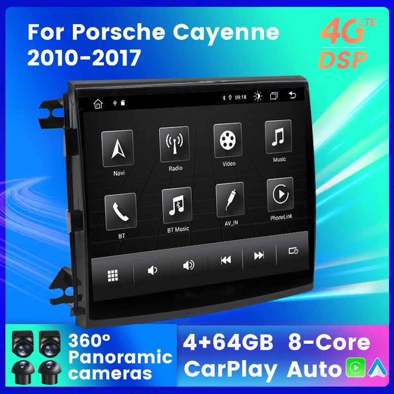 

4G LTE Android Auto Carplay Car Radio Stereo Head Unit For Porsche Cayenne 2010-2017 GPS Navigation Voice Control 4+64G