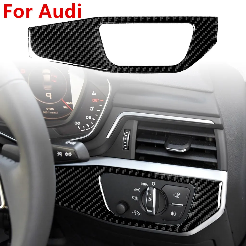 

Наклейка на панель переключателя фары для Audi A4 B9 2017-2020, декоративная наклейка из углеродного волокна, модификация интерьера Audi