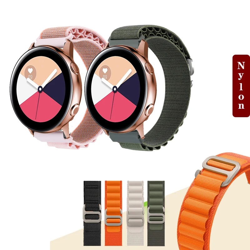 

Ремешок альпийский 20 мм 22 мм для Samsung Galaxy Watch Active 2 40 мм 44 мм, нейлоновый браслет для Galaxy Watch 3/4/5 Gear S3