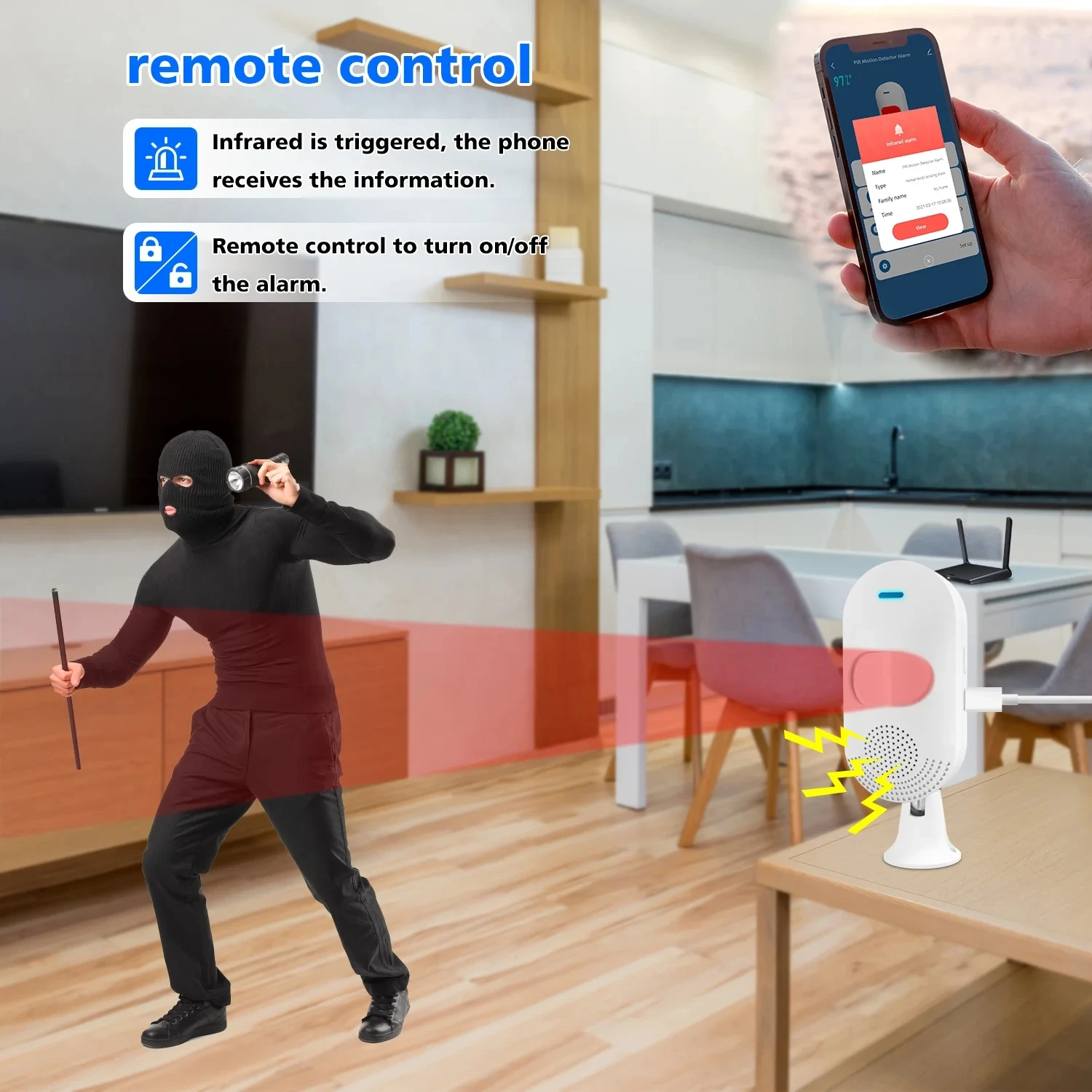 Инфракрасный датчик движения TUYA Wi-Fi детектор со звуковой идентификацией