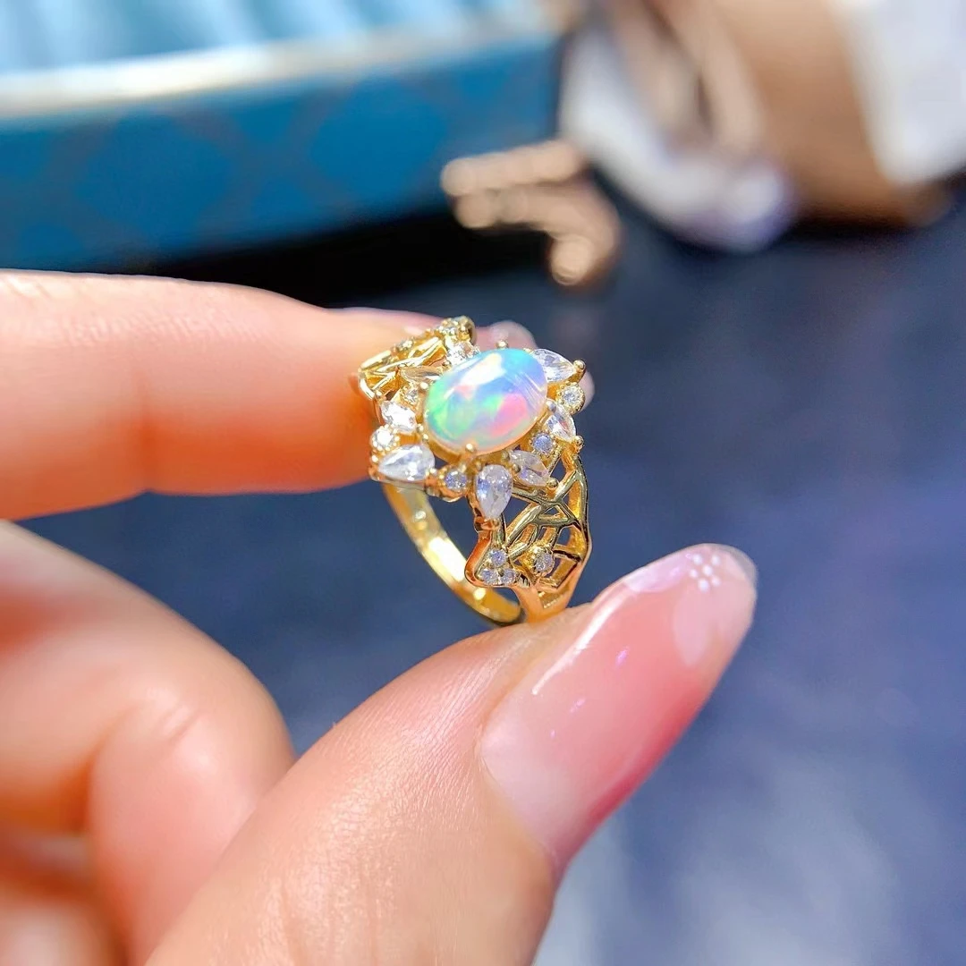 Дизайнерское серебряное кольцо с драгоценным камнем 925 пробы 5 мм * 7 натуральным