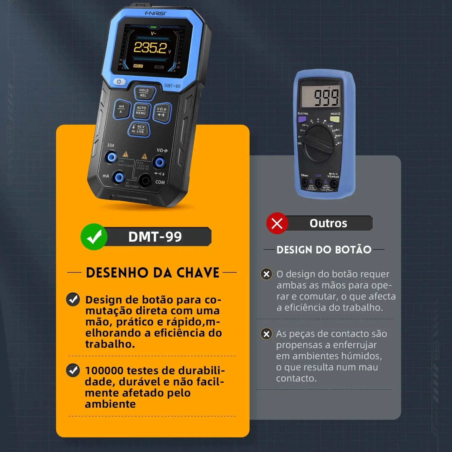 DMT-99 9999 отсчетов цифровой мультиметр-умный профессиональный тестер