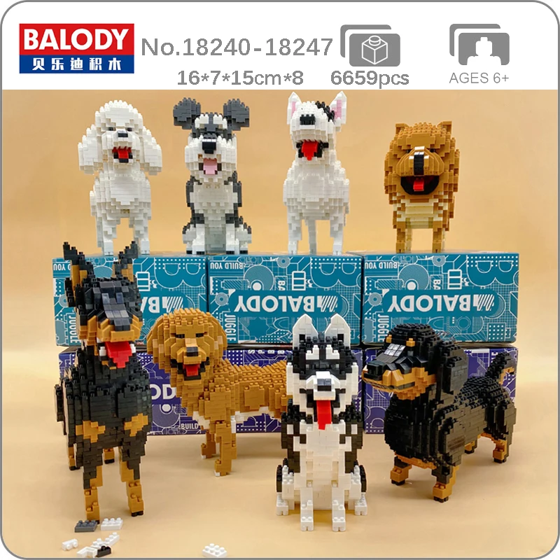 Balody Husky Schnauzer такса бультерьер Пудель искусственное животное домашнее животное DIY Строительные кирпичи без коробки