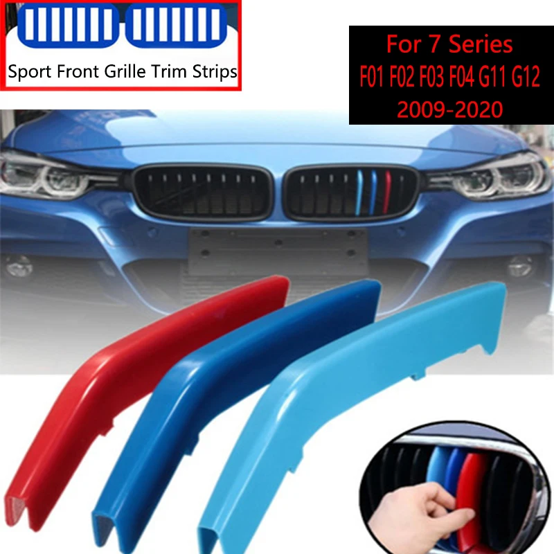 

3Pcs Car M Grille Trim Strip For BMW 7 Series F01 F02 F03 F04 G11 G12 2009-2020 Performance Car Racing Grille Strip Trim Clip