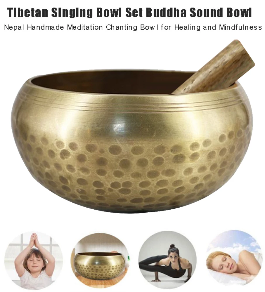 

Tibetan Singing Bowl Set Buddha Sound Bowl Nepal Handmade Meditation Chanting Bowl for Healing and Mindfulness