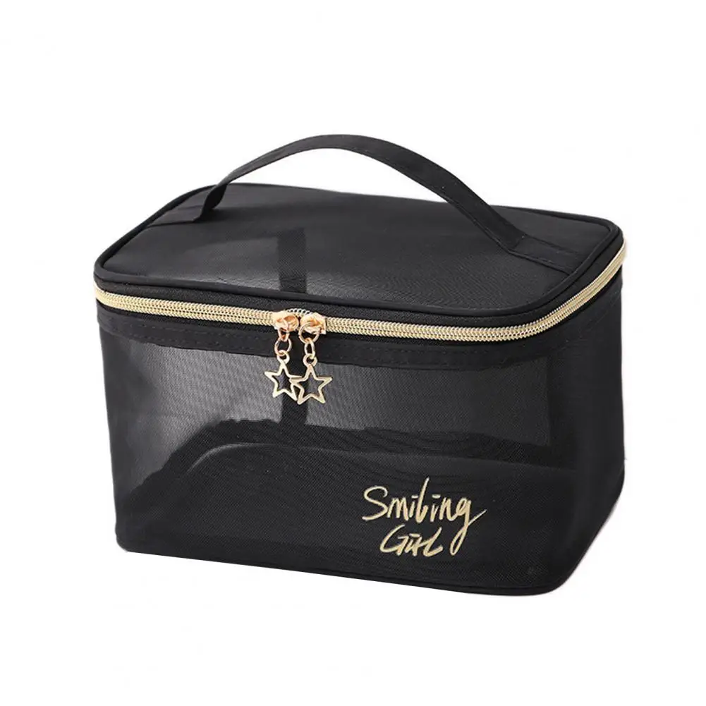 

Useful Cosmetic Bag Transparent Polyester Portable Briefcase Cosmetic Bag Lightweight Mesh Pouch for Daily Use