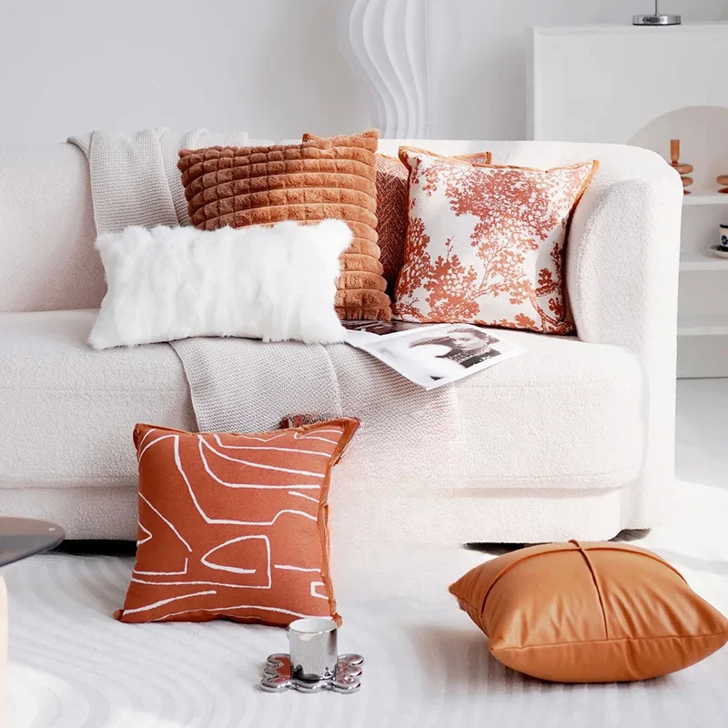 Чехол для подушки 30 х50/45 х45 см оранжевый кремовый