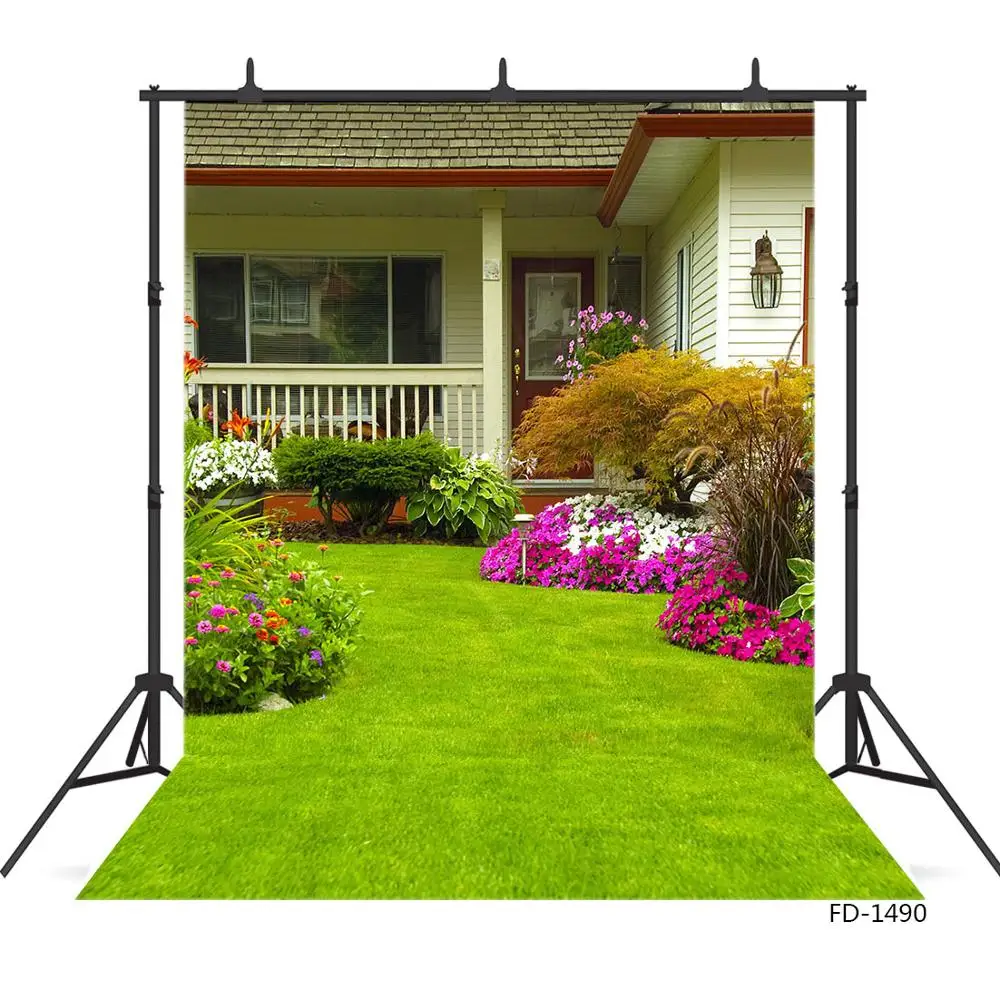 

Виниловый фон для студийной фотосъемки с изображением сада и цветов