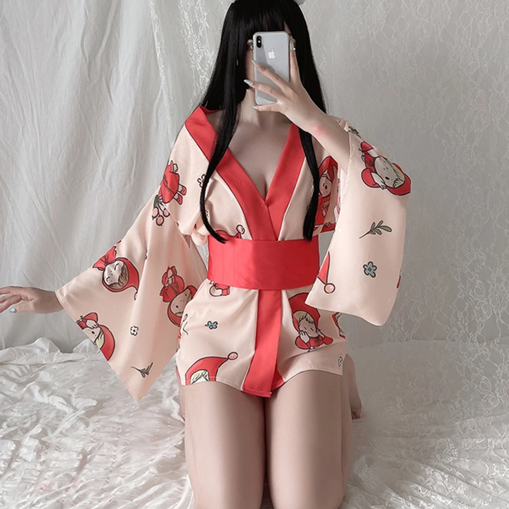 

Новинка 2023 пижама в японском стиле для интима и игр костюм для косплея халат с поясом Ночная рубашка японская кимоно для девочек женское пикантное длинное платье