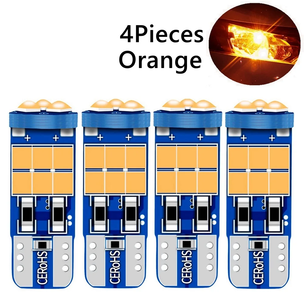 T10 LED W5W Светодиодные лампы Супер яркие автомобильные парковочные фонари Внутренние купольные лампы для чтения WY5W Автоматическая поворотная боковая лампа Красный Белый Желтый 12 В