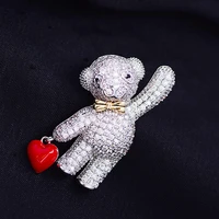 2022 new cute bear brooch zircon corsage enamel pin accessories korean temperament wild creative corsage pin