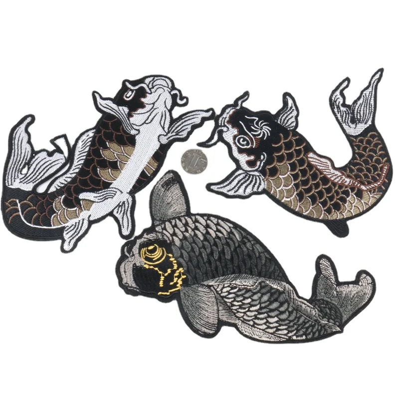 

10 шт./лот большая роскошная вышитая нашивка Fish Gold Koi рубашка украшение одежды швейный аксессуар рукоделие аппликация сделай сам