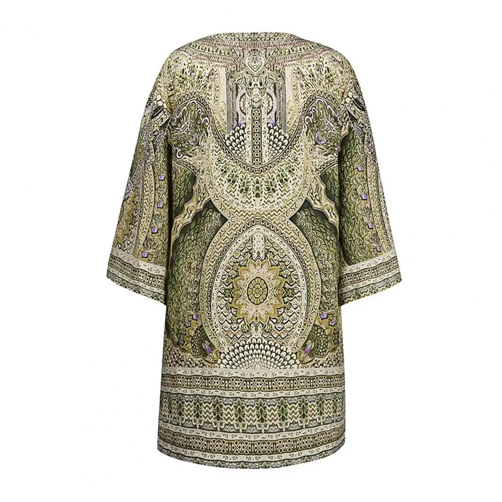 

Breathable Fashion Vintage Pattern Summer Boho Mini Dress Soft Texture Boho Dress Anti-shrink Female Clothing