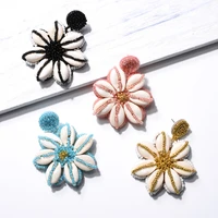hand braided plum shell rice bead earrings boho beach accessories jewelry creative womens earrings gifts