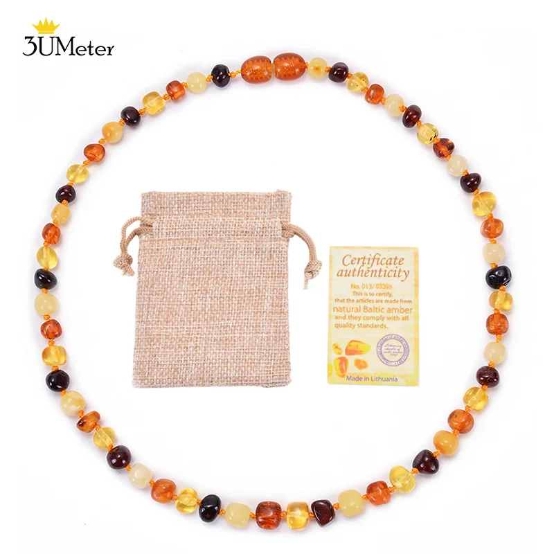 

Classical Amber Teething Necklace Authenticity Handmade Natural Baltic Amber Necklace Baroque Style Jewelry Gift for Baby&Adult