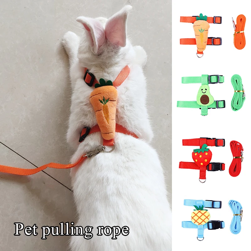 

Rabbit Harness Cat Chest Harness Small Pet Traction Rope Pet I-shaped Walking Rope Small Pet Vest Pet Leash Set With Little Doll