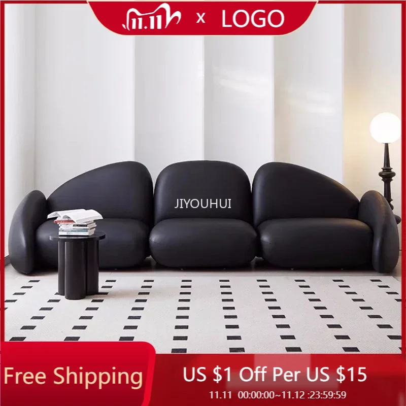

3 Seater Organizer Sofa Living Room Minimalist High Quality Modern Couch Leather New In Customized Canape Salon Home Furniture