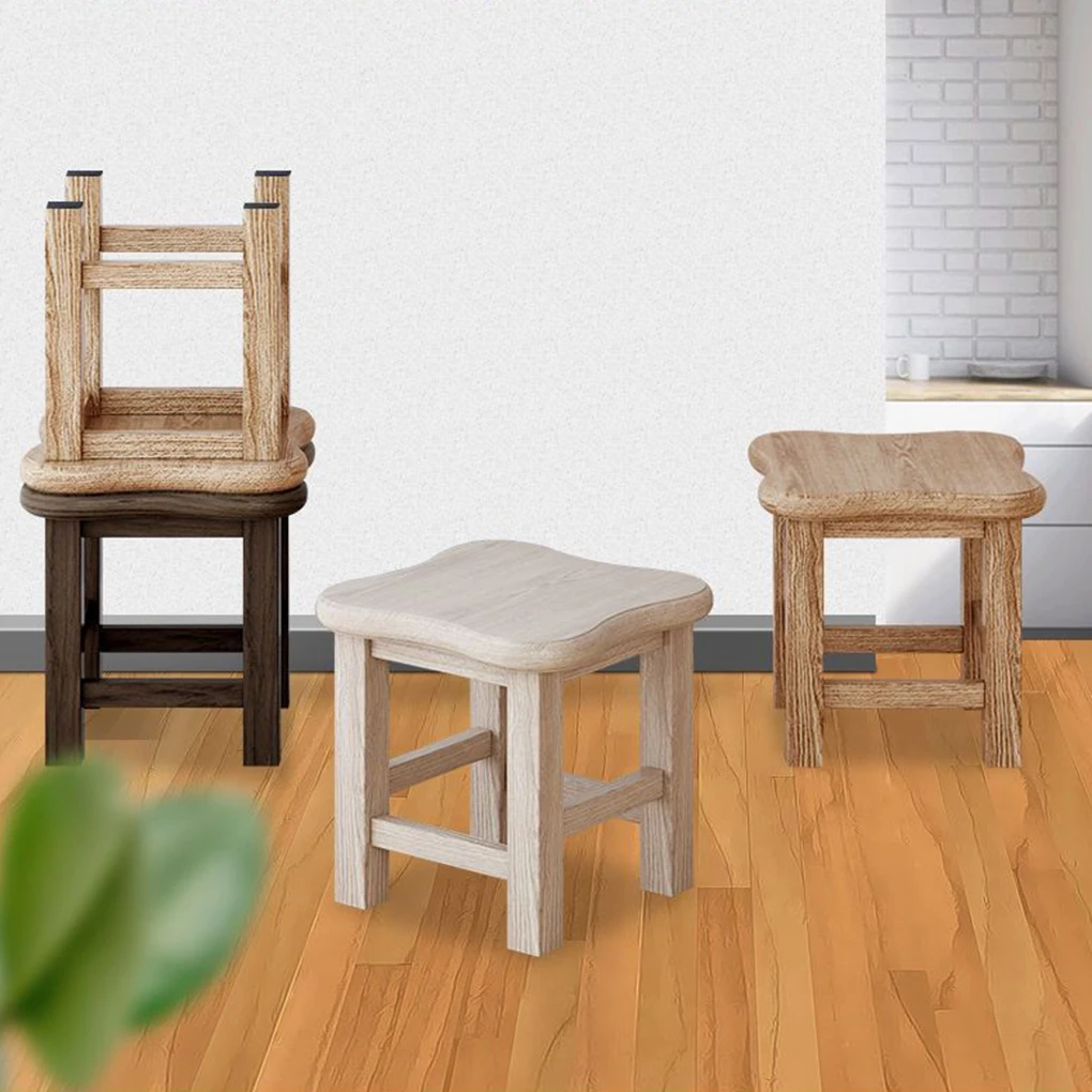 

Wood Low Stools Square Shape Bench Sofa Tea Table Change Shoes Stool Modern Style Baby Seat for Living Room Bedroom Log