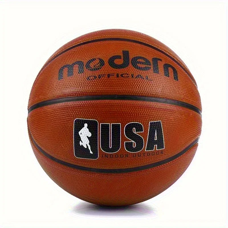 Фото Официальный баскетбольный мяч для взрослых-подростков, 1 шт., коричневый, размер 4/5/6/7, баскетбольный мяч, прочный резиновый профессиональный игровой мяч для дома и улицы №1