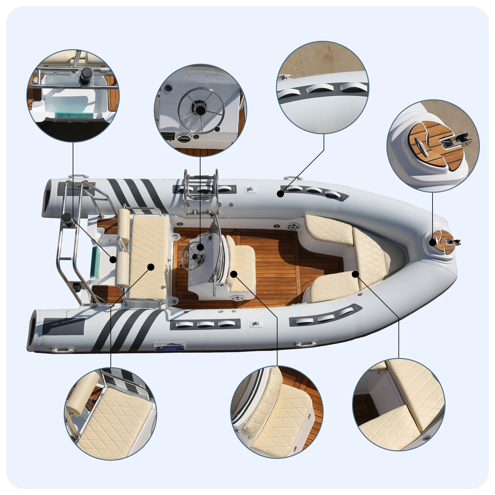 Более 20-летняя заводская надувная лодка из стекловолокна Q с подвесным мотором