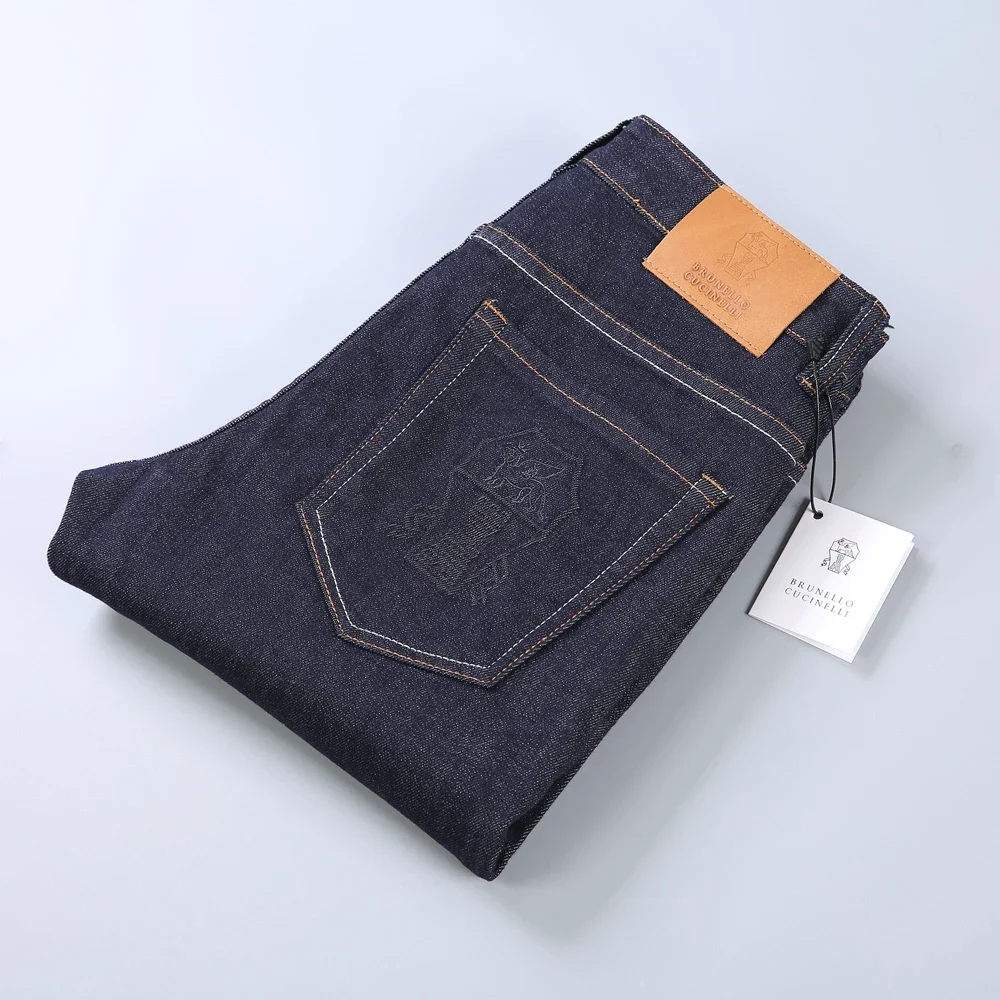 

Мужские джинсы из плотного хлопка, с вышивкой, на осень/зиму