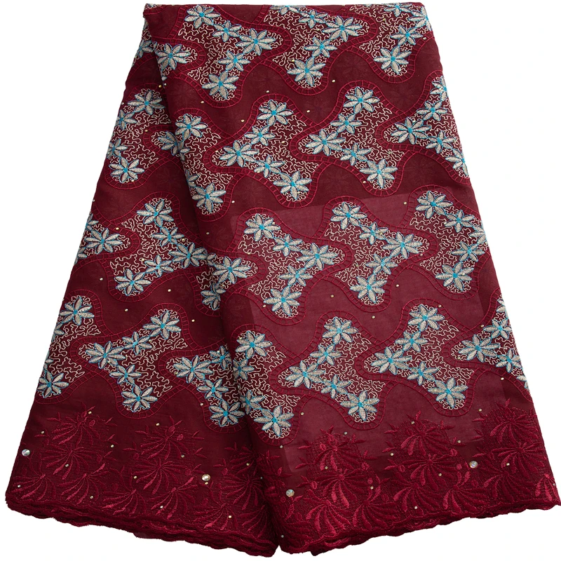 

Africa Swiss Voile Lace Fabric With Rhinestone For Party Dresses 2023 High Quality Nigerian Dry Cotton Lace Fabric F3249
