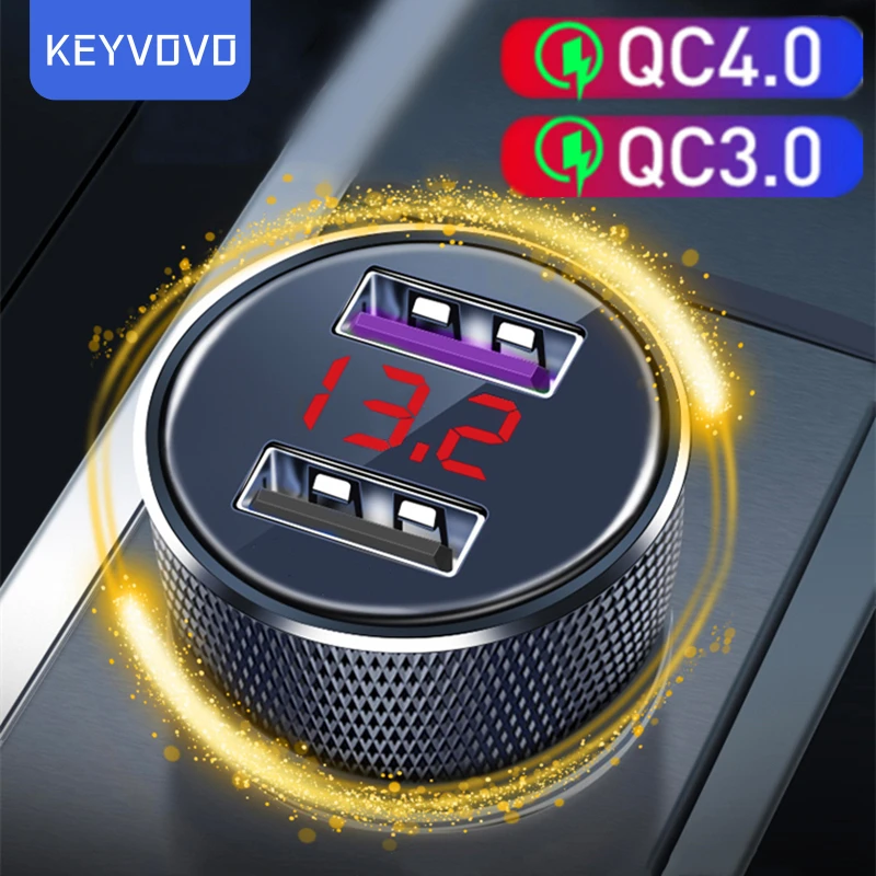 metal qc usb car charger quick charge 4 0 qc3 0 led digital display mobile phone fast charging adapter for iphone xiaomi huawei free global shipping