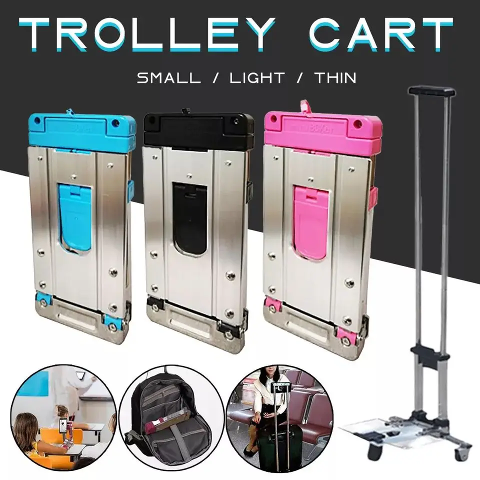 

Steel Cart Shopping Carry Foldable Grocery Portable Trolley Storage Household Stainless Shopping Mini Trolley Folding
