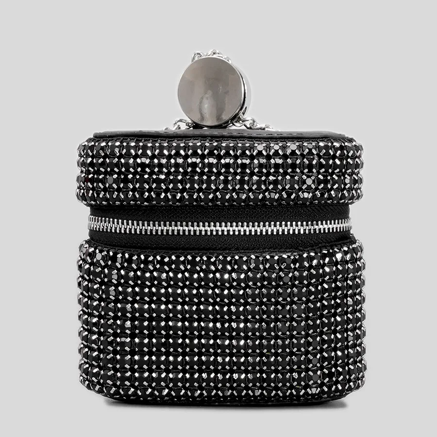 

New style personalized Rhinestone women's bag small mini lipstick headset bag Single Shoulder Messenger small square bag