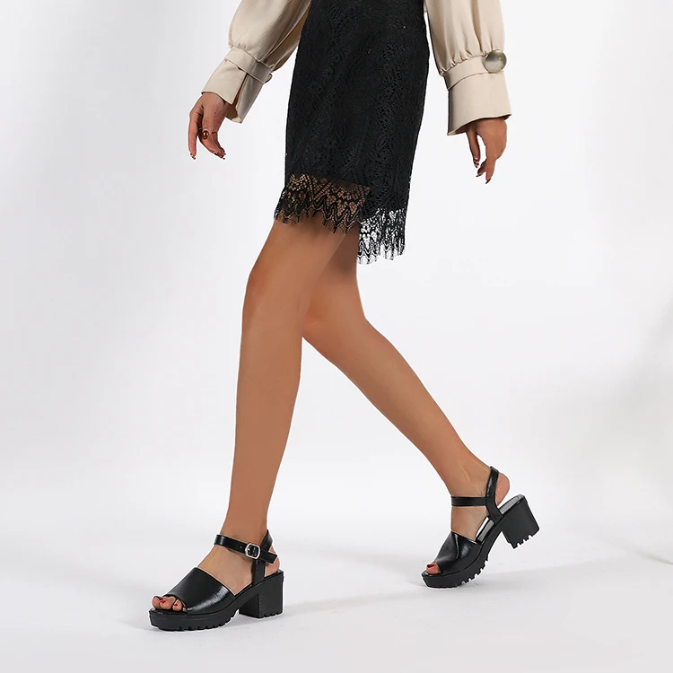 Classic Designer Sandals for Women 2022 Hot Sale Women Block Sandals Chunky High Heels Solid Black Elegant Office Lady Shoes