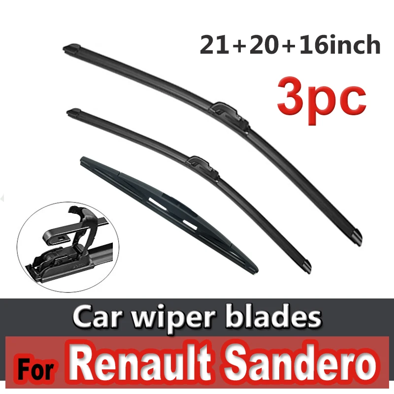 

Wiper Front & Rear Wiper Blades Set Kit For Dacia Renault Sandero MK1 2007 - 2012 Windshield Windscreen Window 21"20"16"