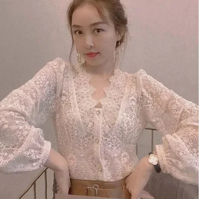 Осень/зима 2021 новый светский стиль элегантная рубашка с v-образным вырезом