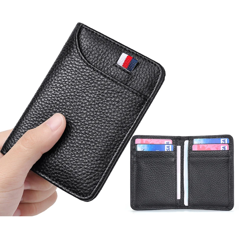 Genuine Leather Card ID Holder Package Certificate Bank Credit Compact Card Holder Case Multi-functional Set Clip Bag Cover